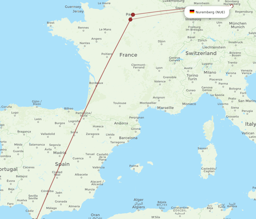 RBA-NUE flight routes