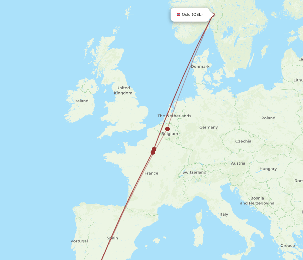 RBA-OSL flight routes