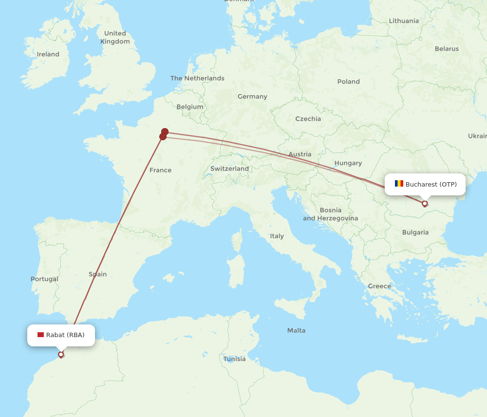 RBA-OTP flight routes