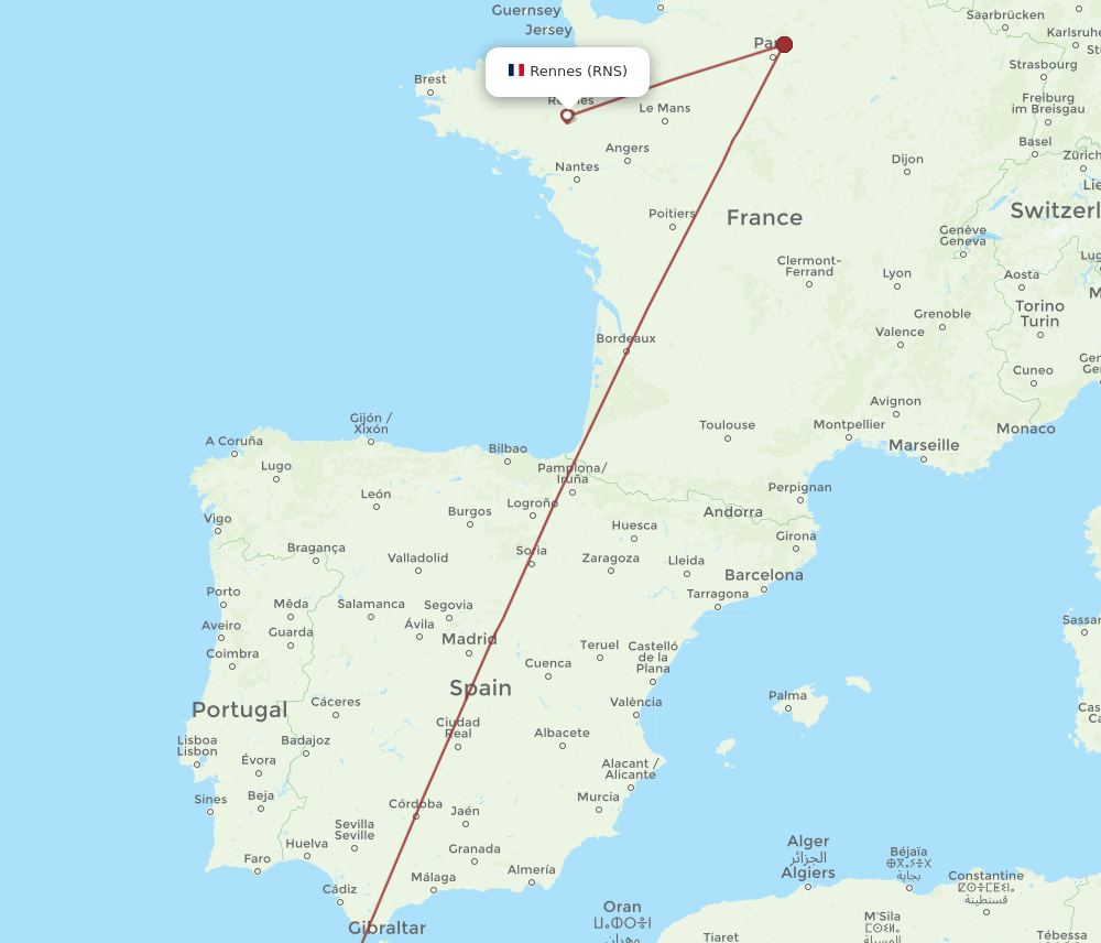 RBA-RNS flight routes