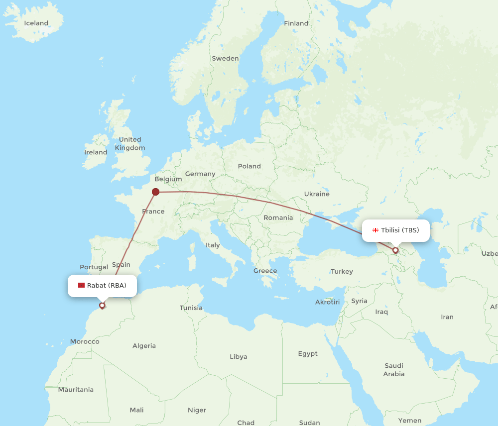 RBA-TBS flight routes