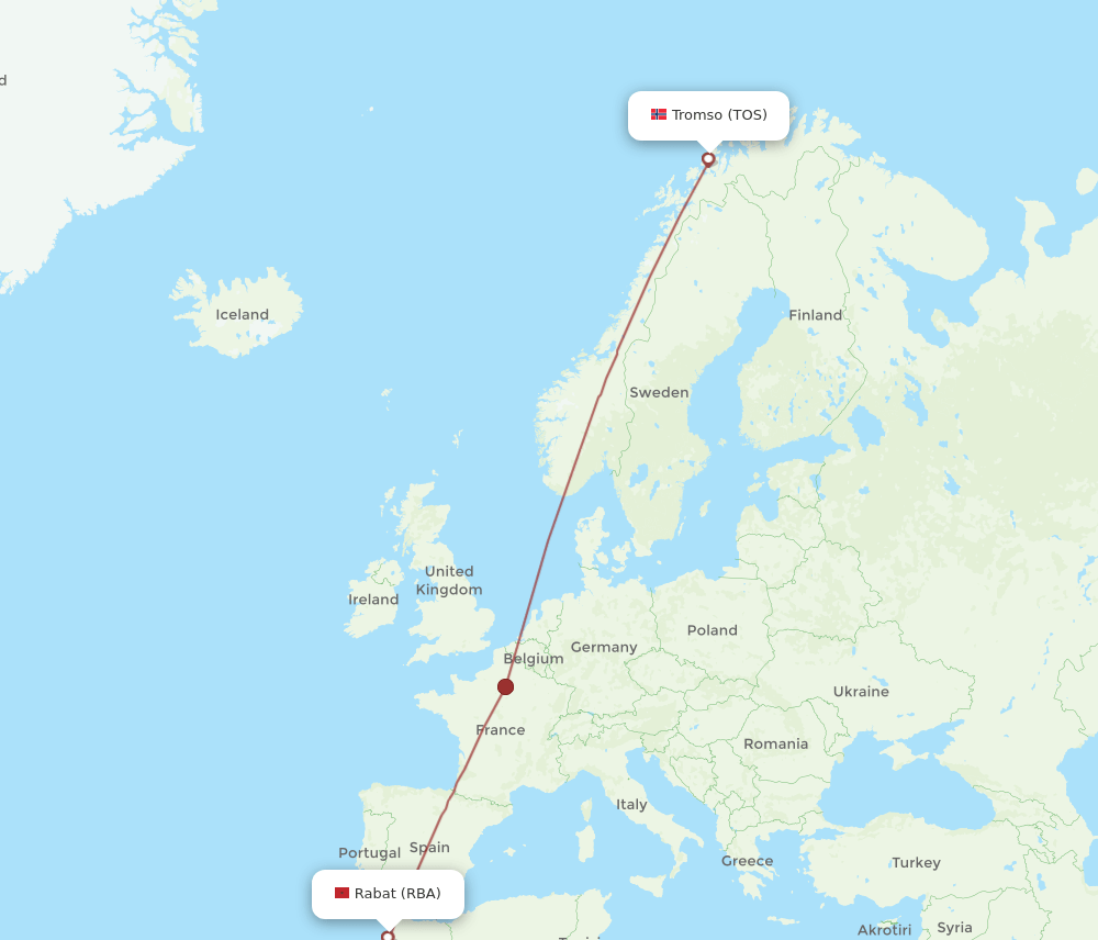 RBA-TOS flight routes
