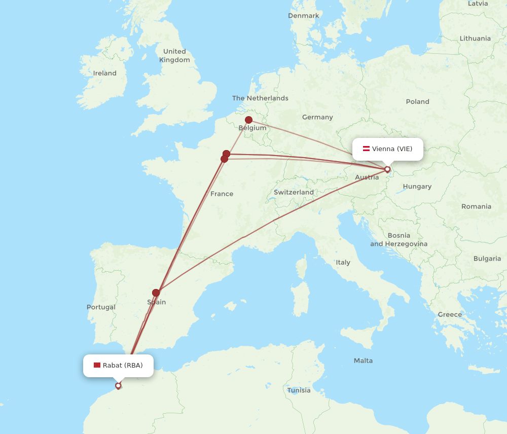 RBA-VIE flight routes