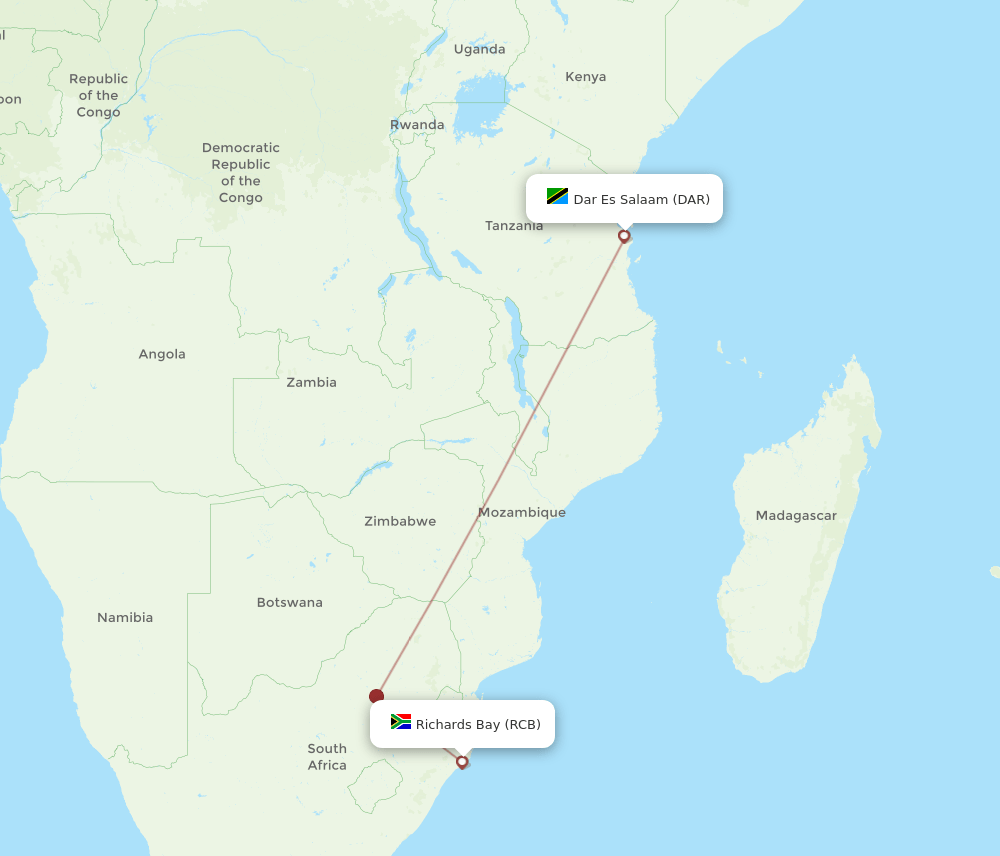 RCB-DAR flight routes