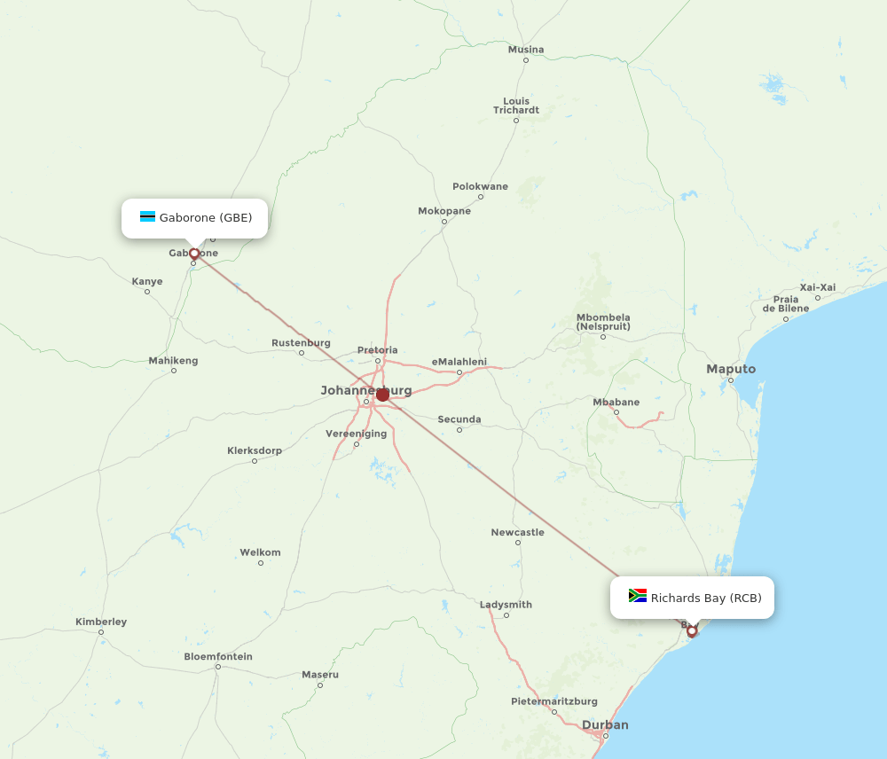 RCB-GBE flight routes