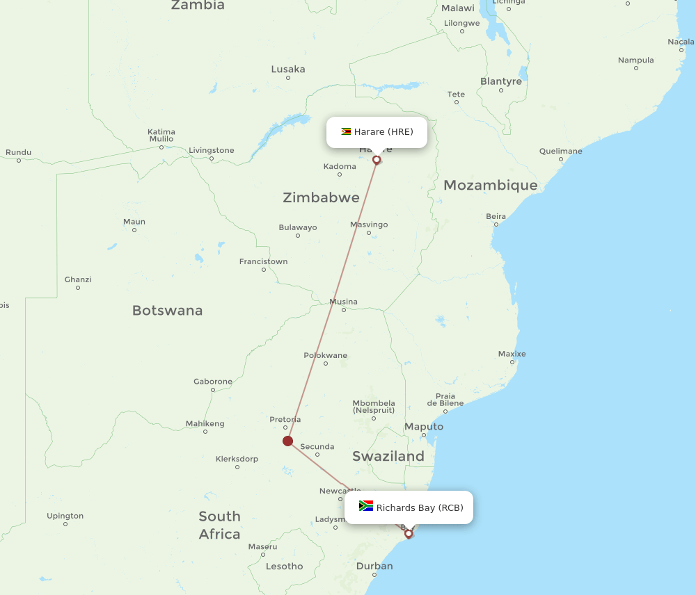 RCB-HRE flight routes
