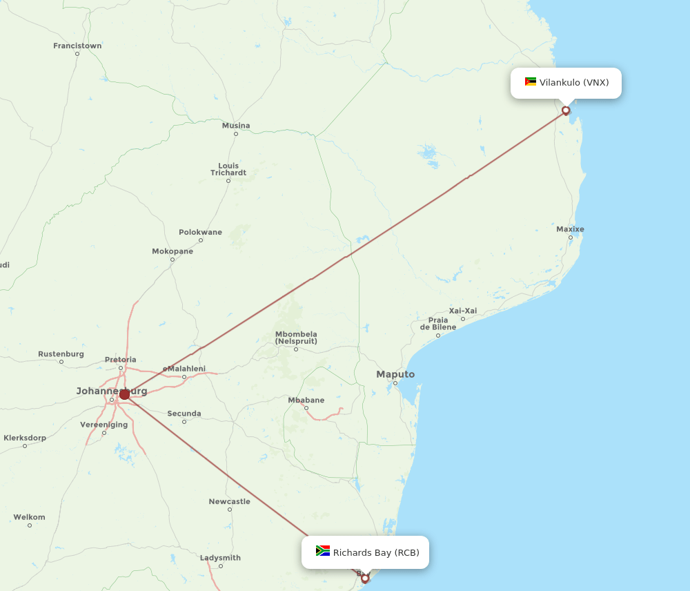 RCB-VNX flight routes