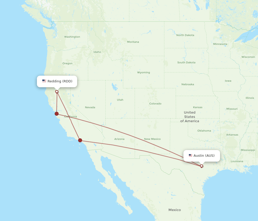 RDD-AUS flight routes