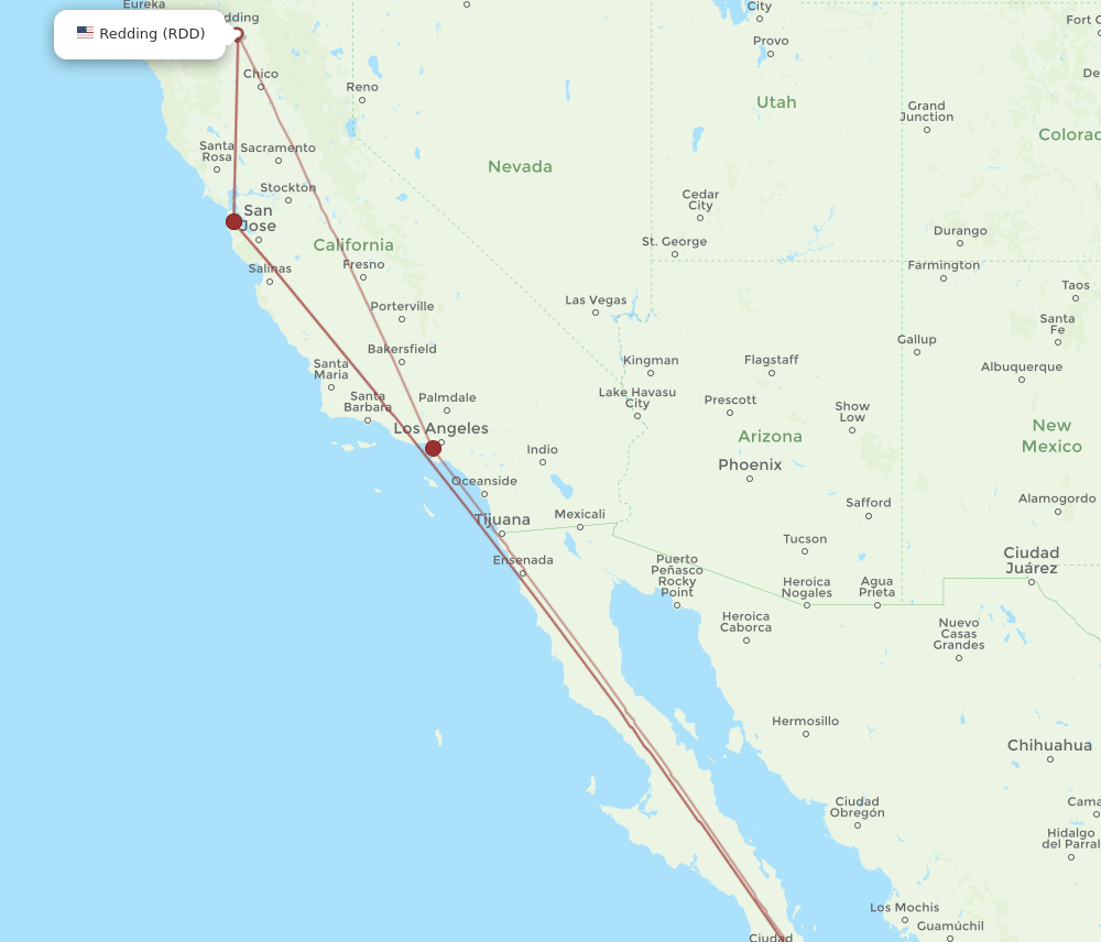 RDD-SJD flight routes