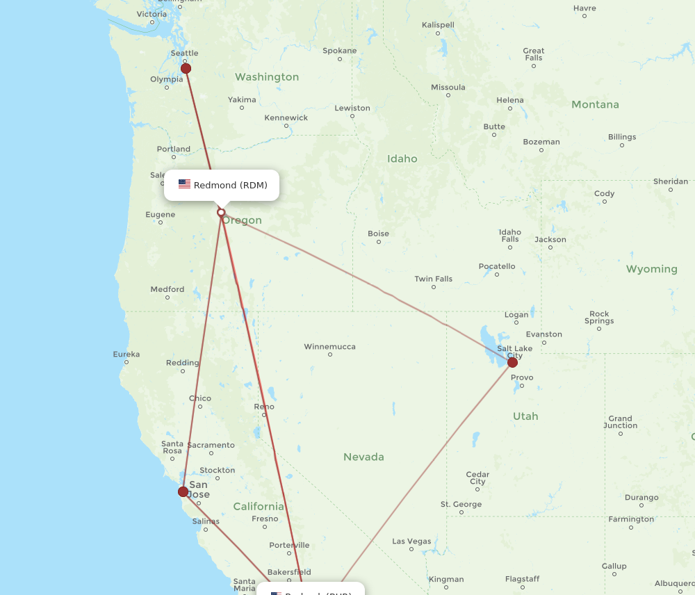 RDM to BUR flights and routes map