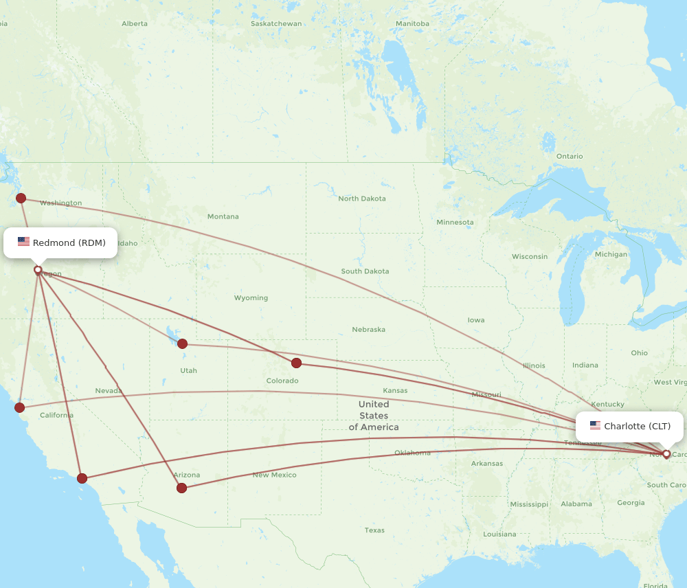 RDM-CLT flight routes