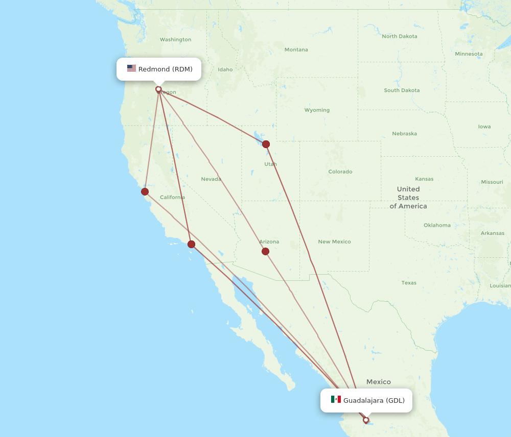RDM-GDL flight routes