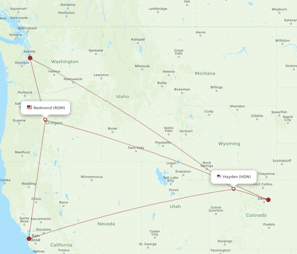 RDM to HDN flights and routes map