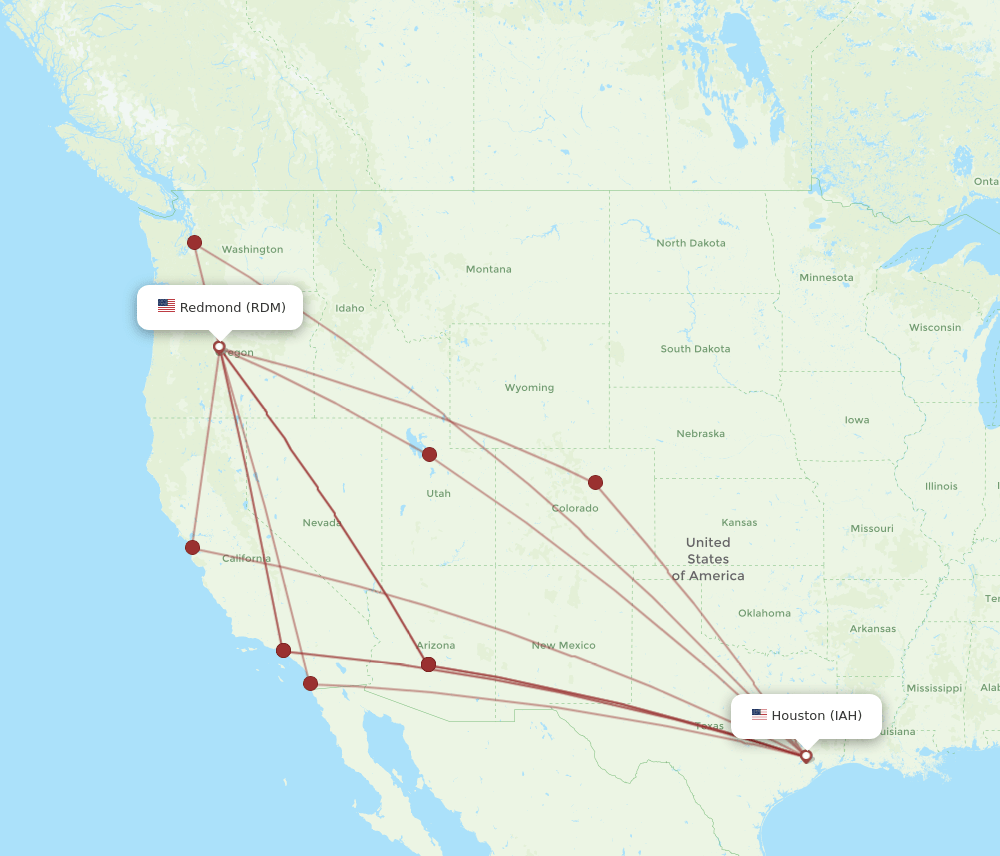 RDM-IAH flight routes