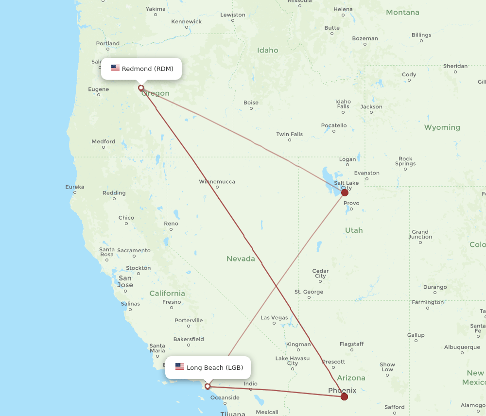 RDM-LGB flight routes