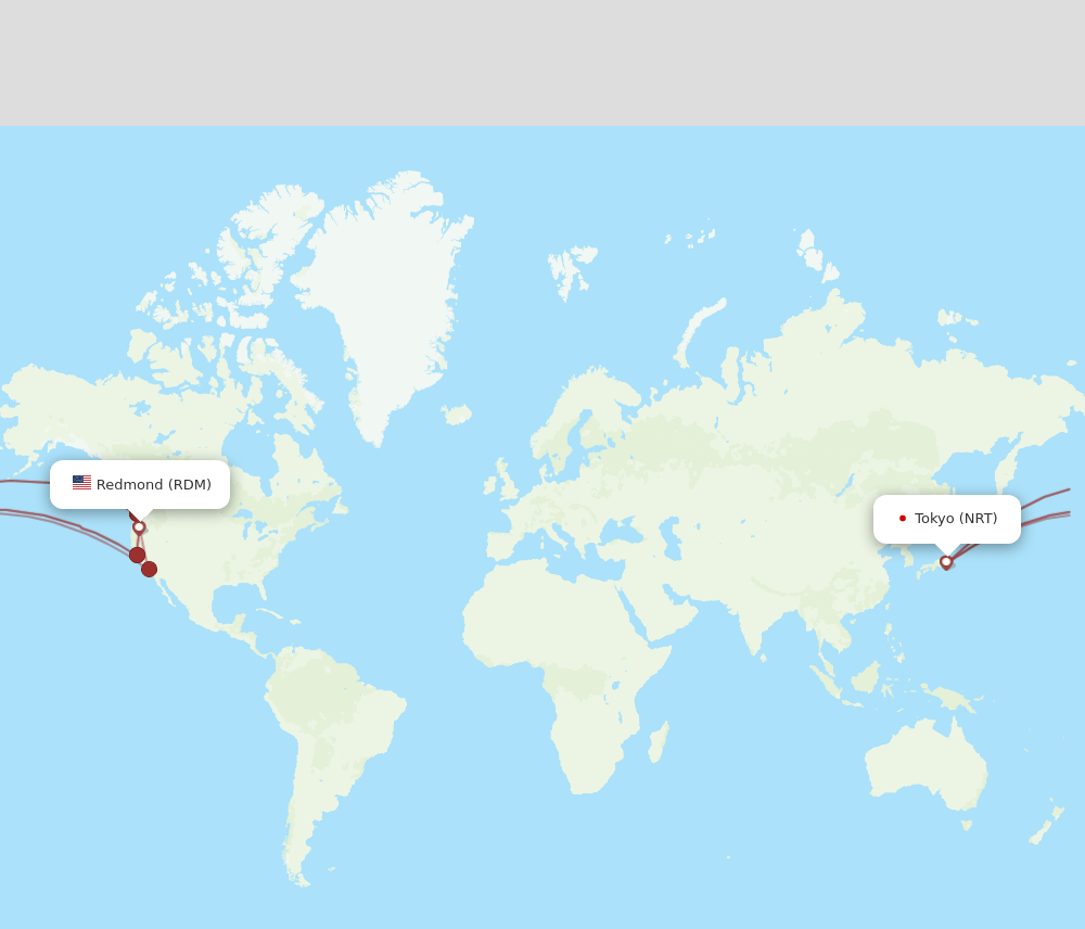 RDM to NRT flights and routes map