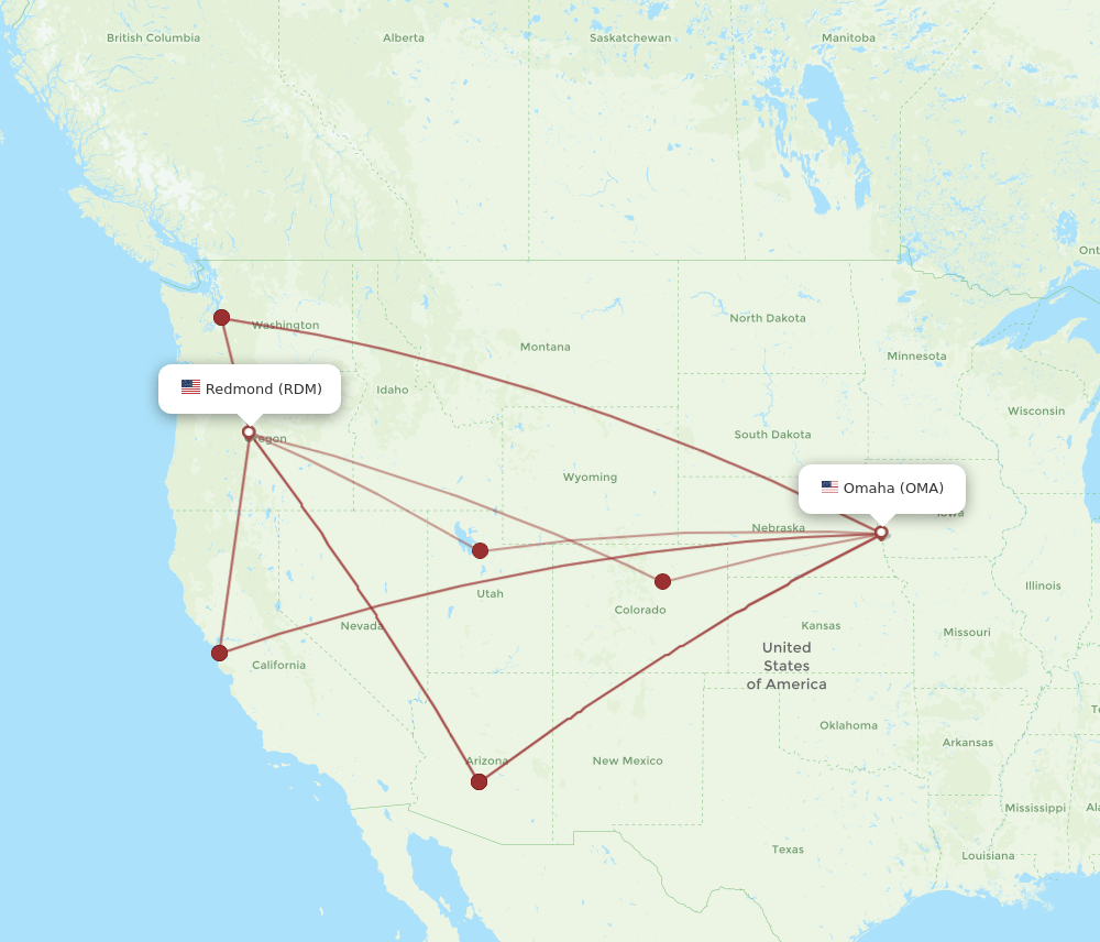 RDM to OMA flights and routes map