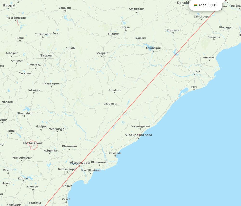 RDP-BLR flight routes