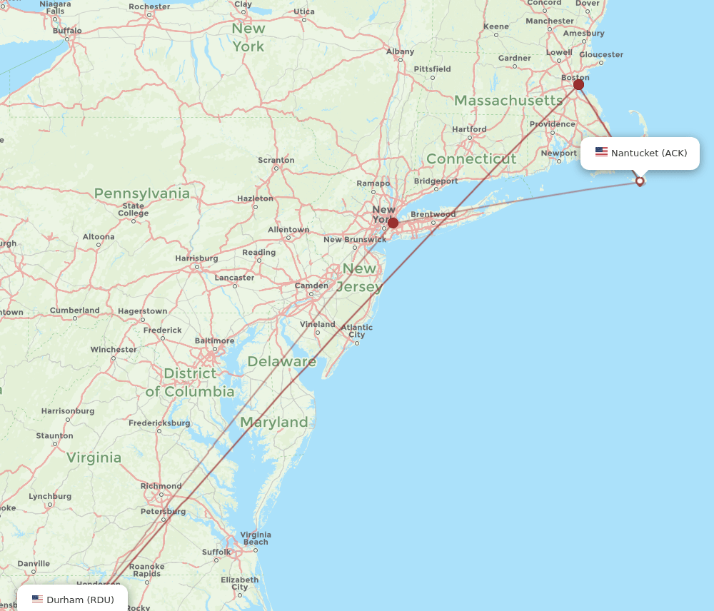 RDU-ACK flight routes