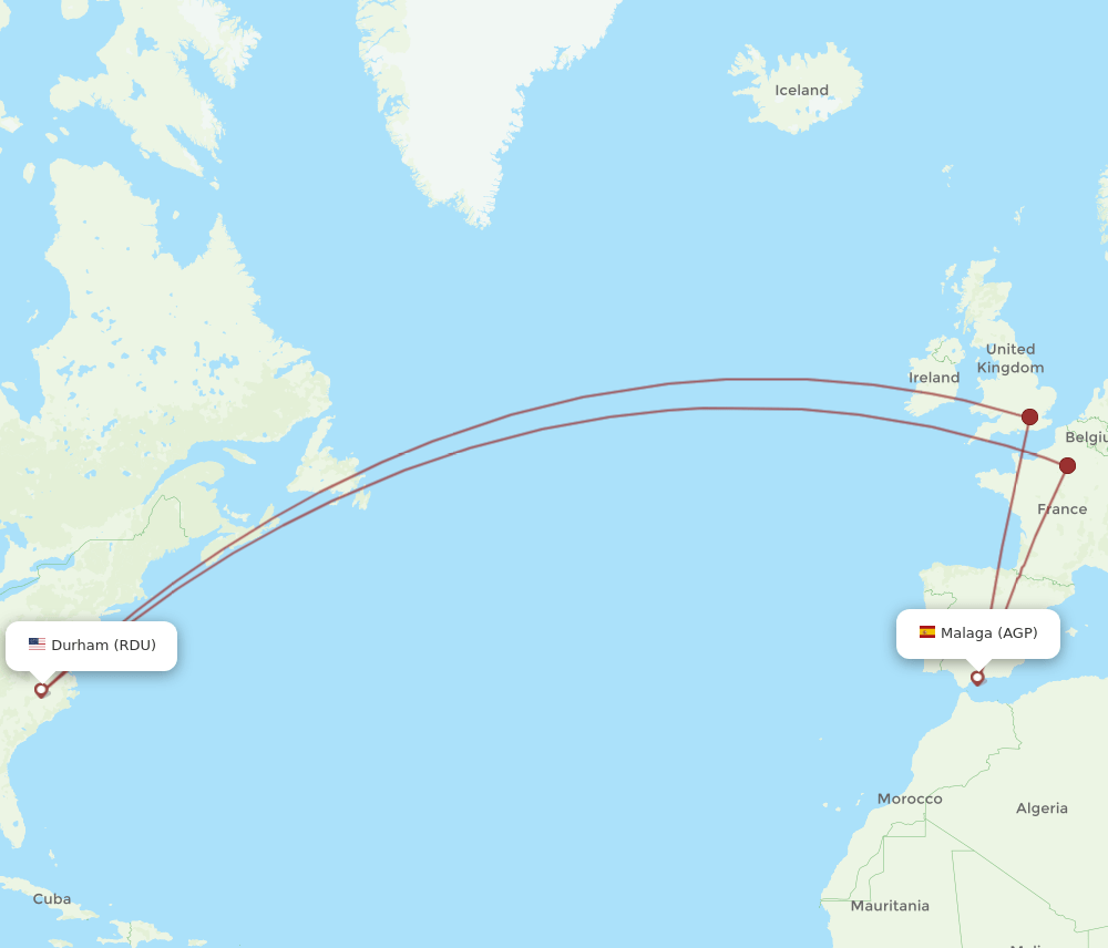 RDU-AGP flight routes