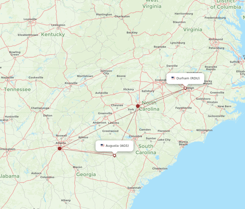 RDU-AGS flight routes
