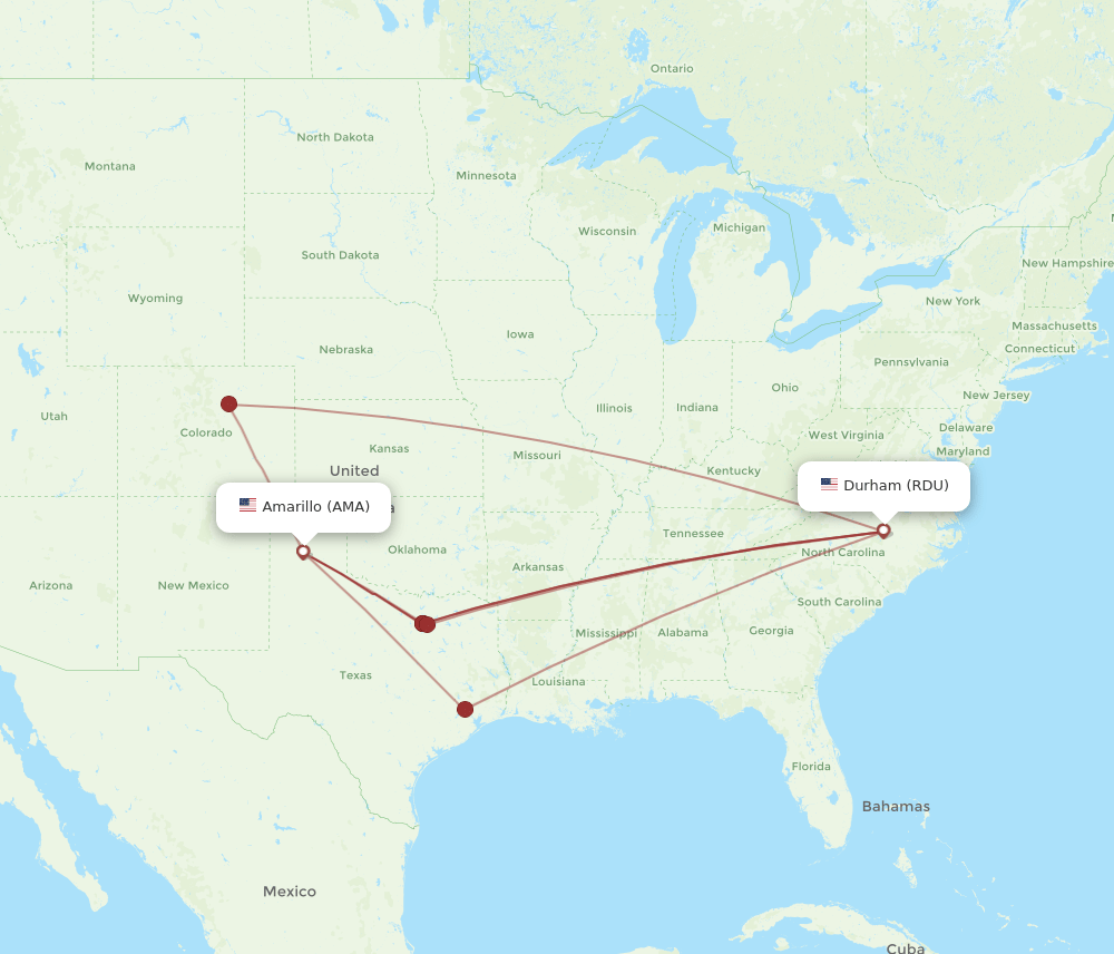 RDU-AMA flight routes