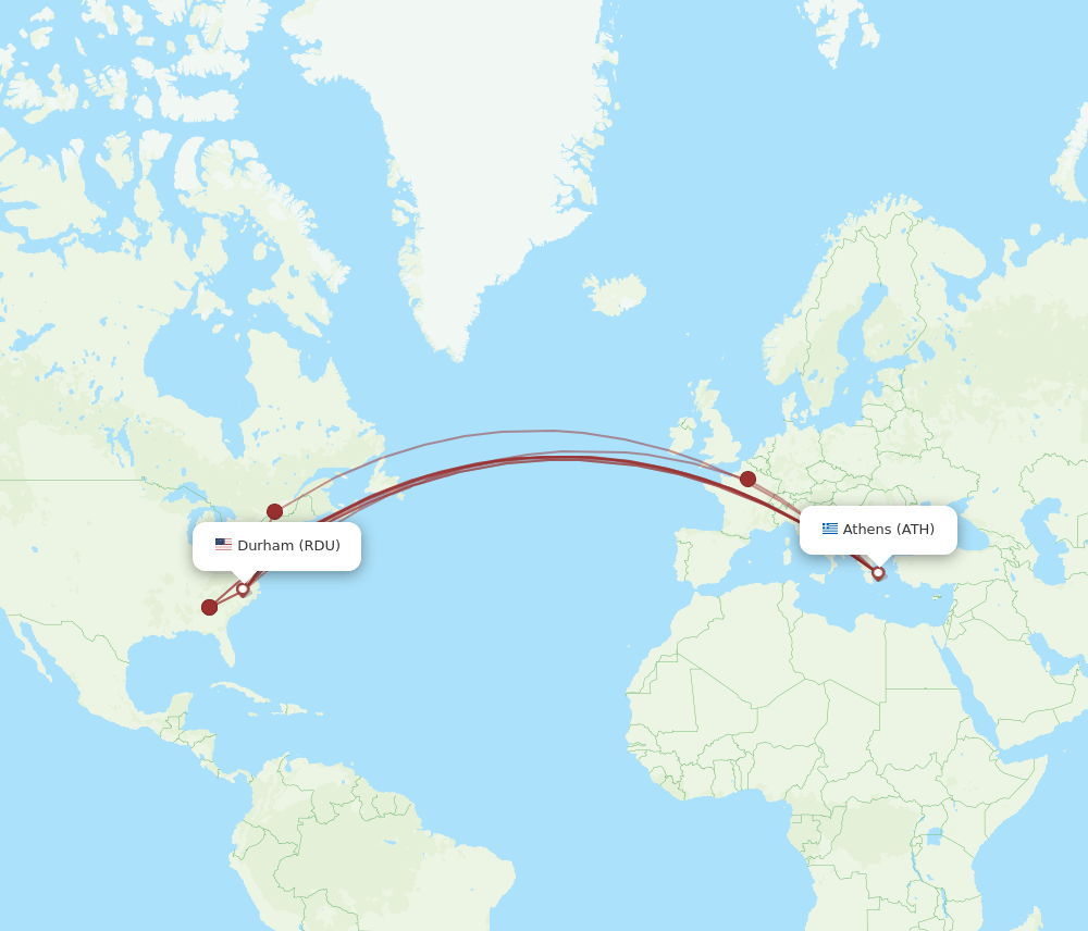 RDU-ATH flight routes