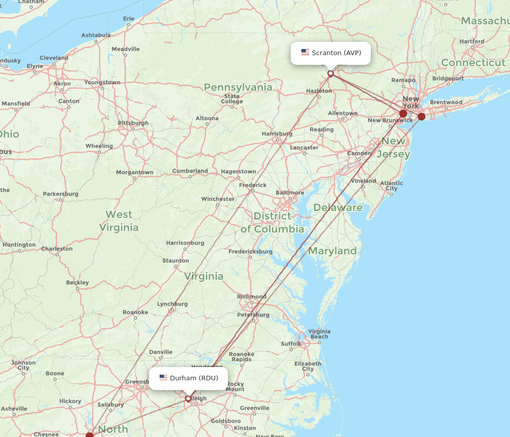 RDU-AVP flight routes