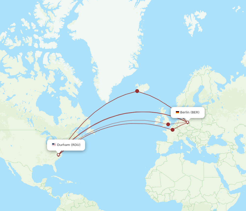 RDU-BER flight routes