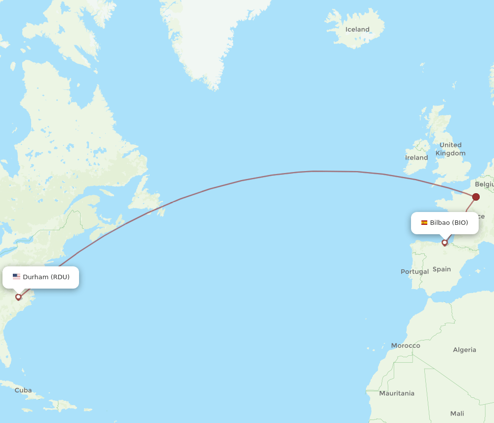 RDU-BIO flight routes
