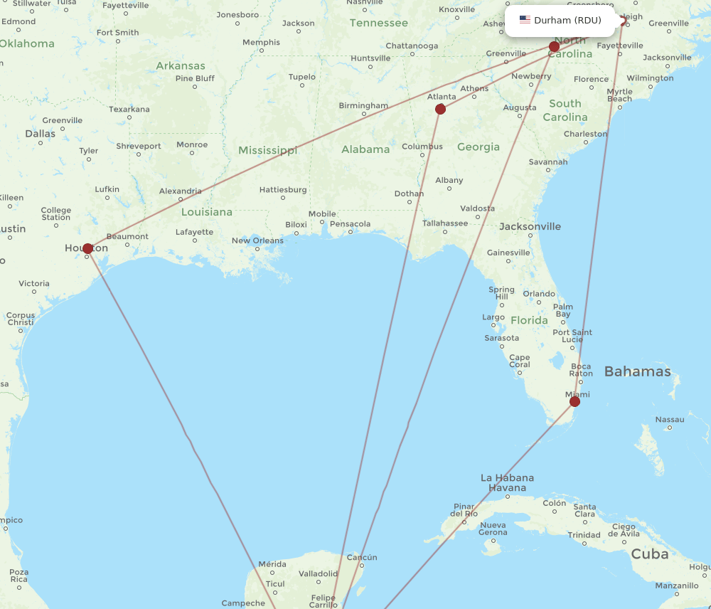 RDU-BZE flight routes