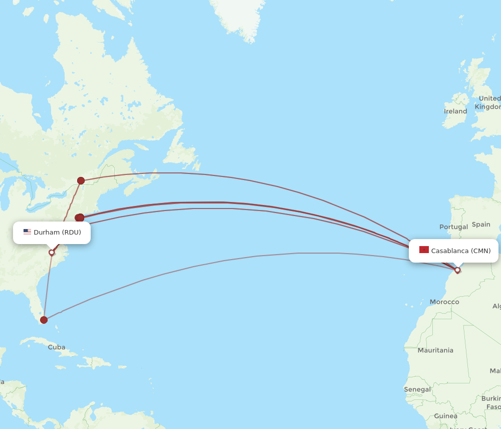 RDU-CMN flight routes