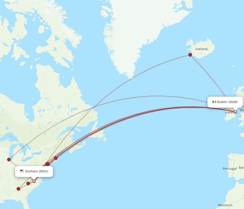 RDU-DUB flight routes