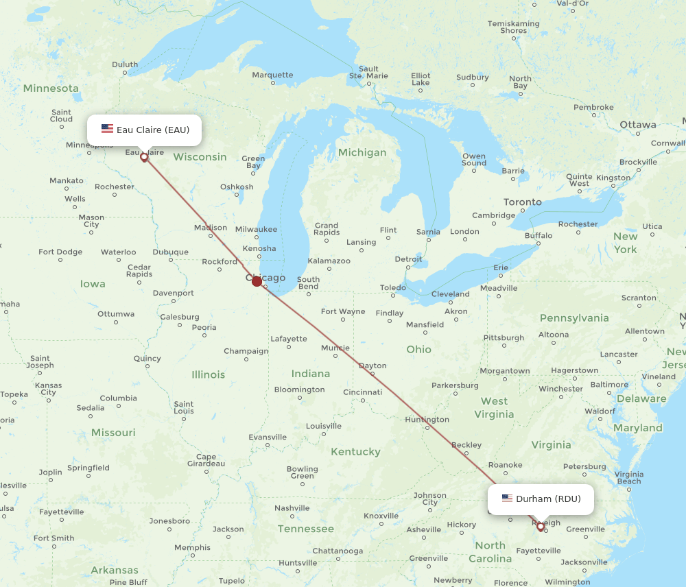 RDU-EAU flight routes