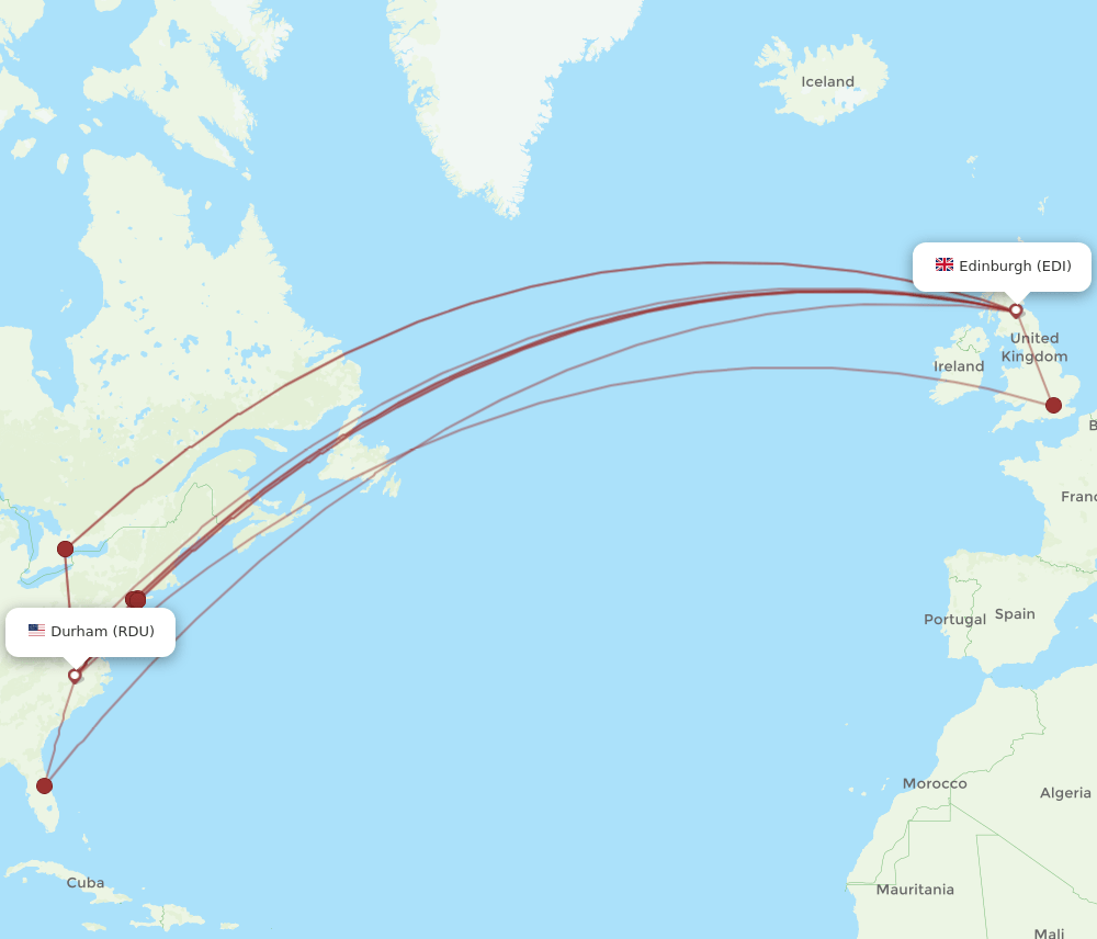 RDU-EDI flight routes