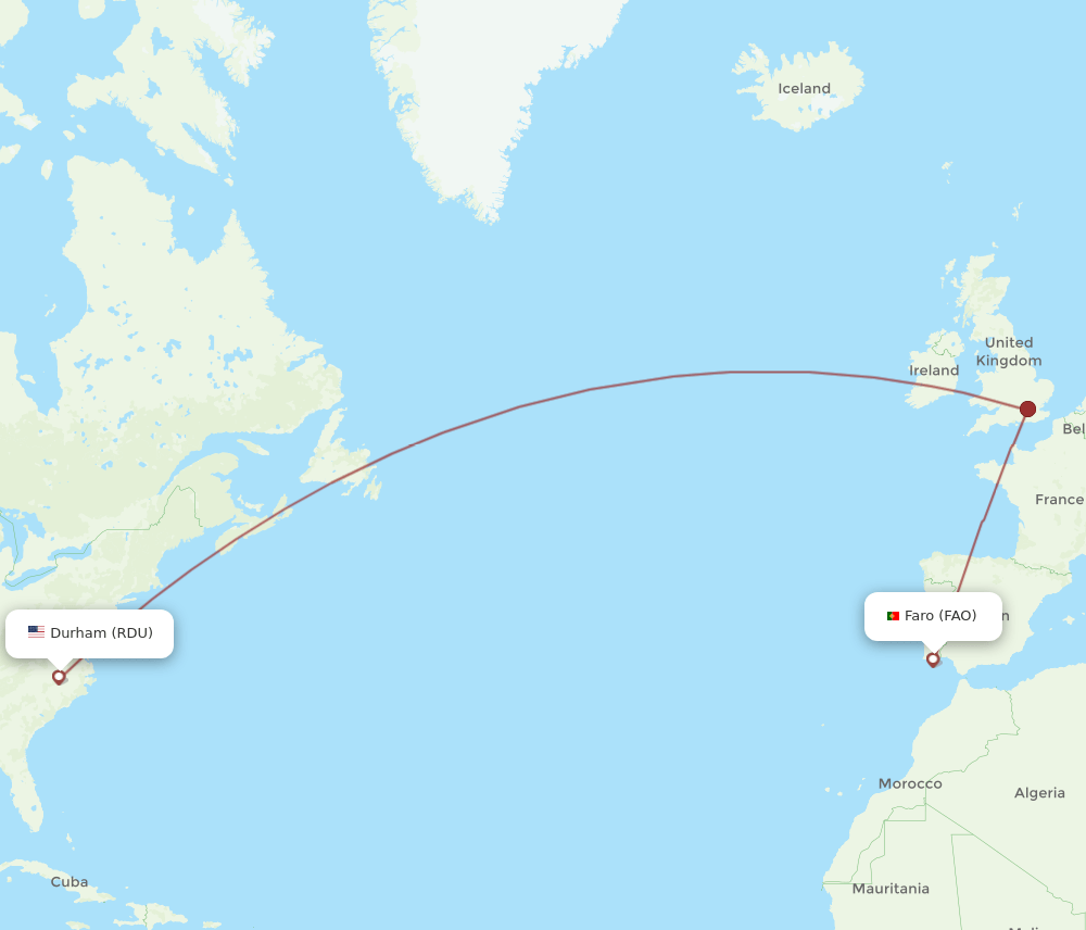 RDU-FAO flight routes