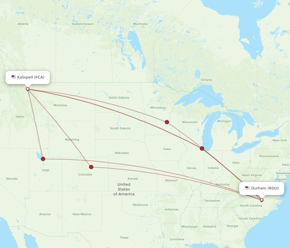 RDU-FCA flight routes