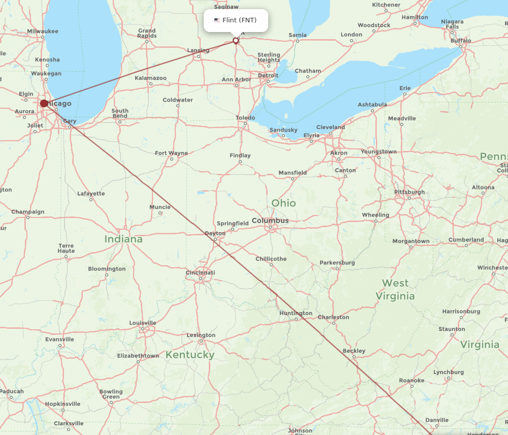 RDU-FNT flight routes