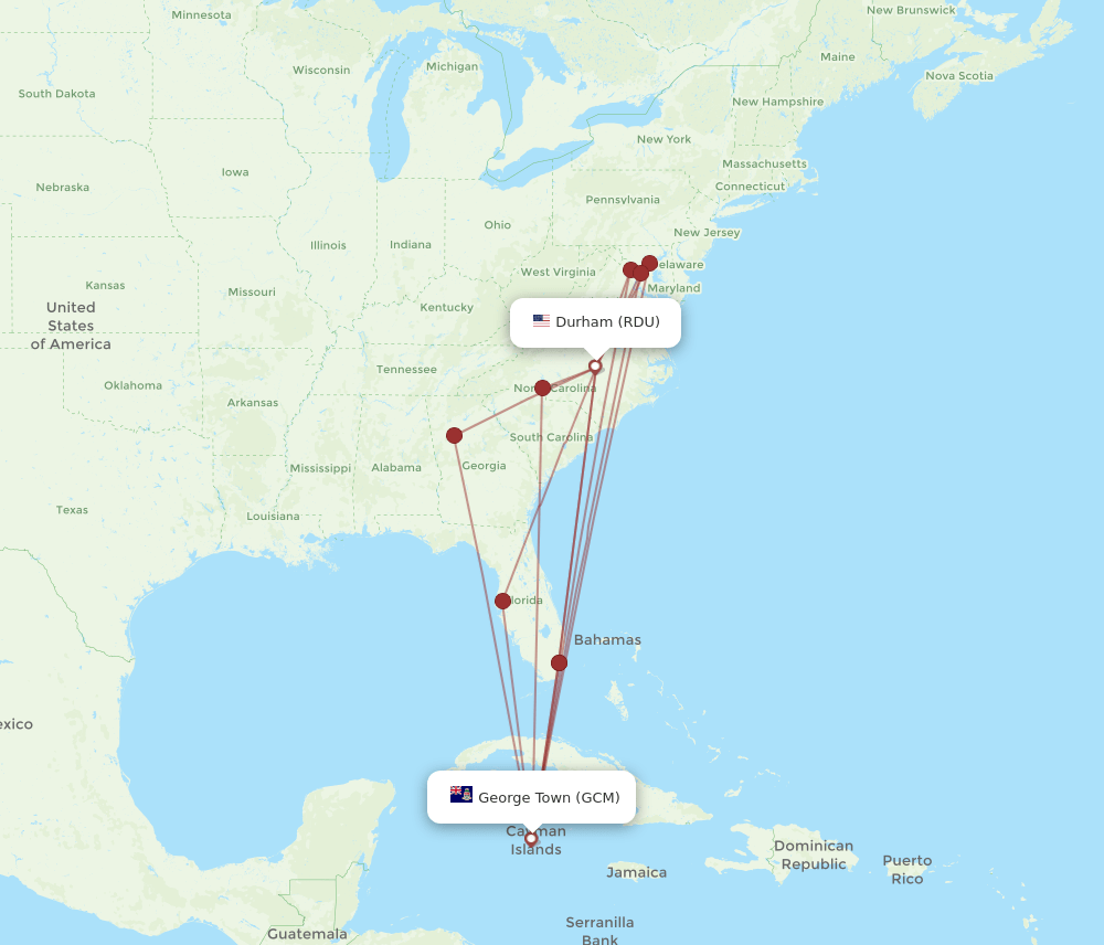 RDU-GCM flight routes