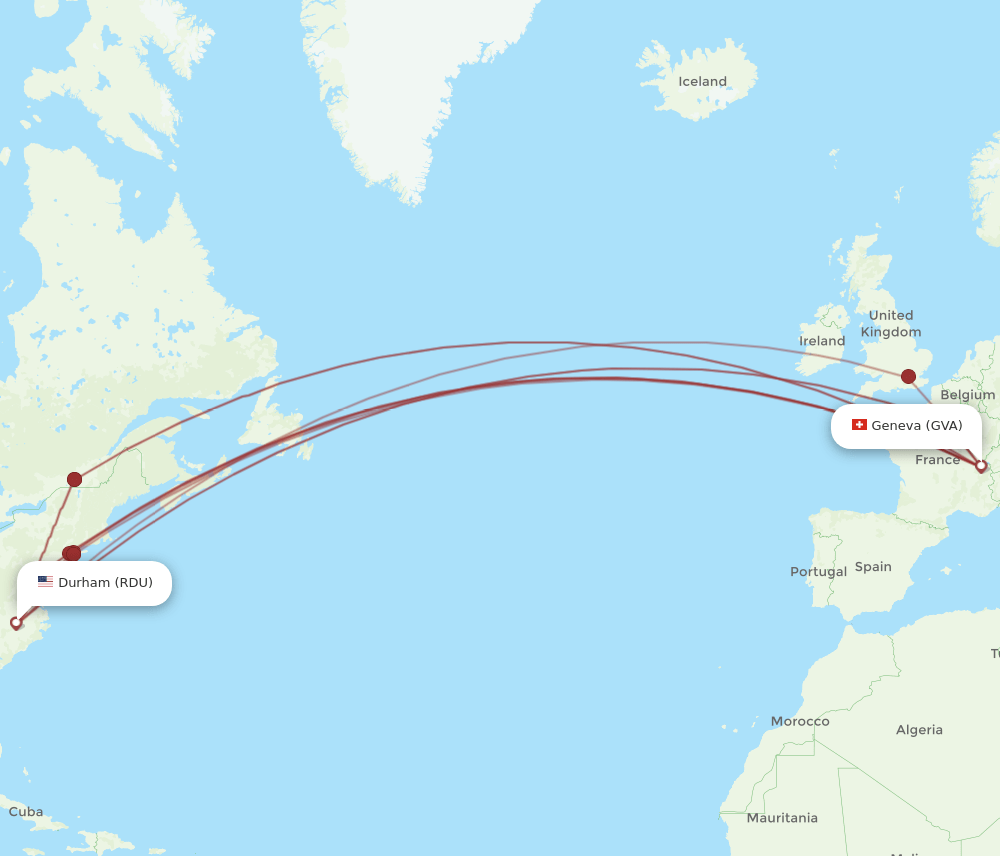 RDU-GVA flight routes