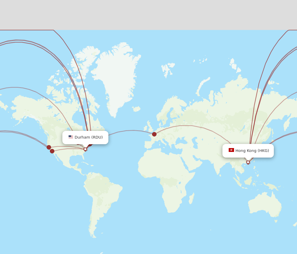 RDU-HKG flight routes