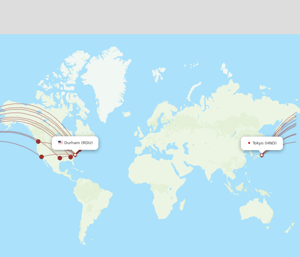 RDU-HND flight routes