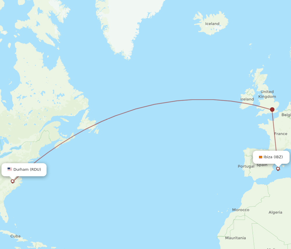 RDU-IBZ flight routes