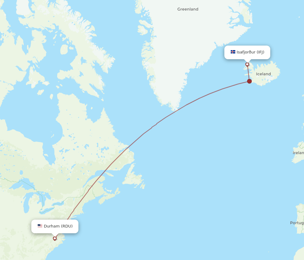 RDU-IFJ flight routes