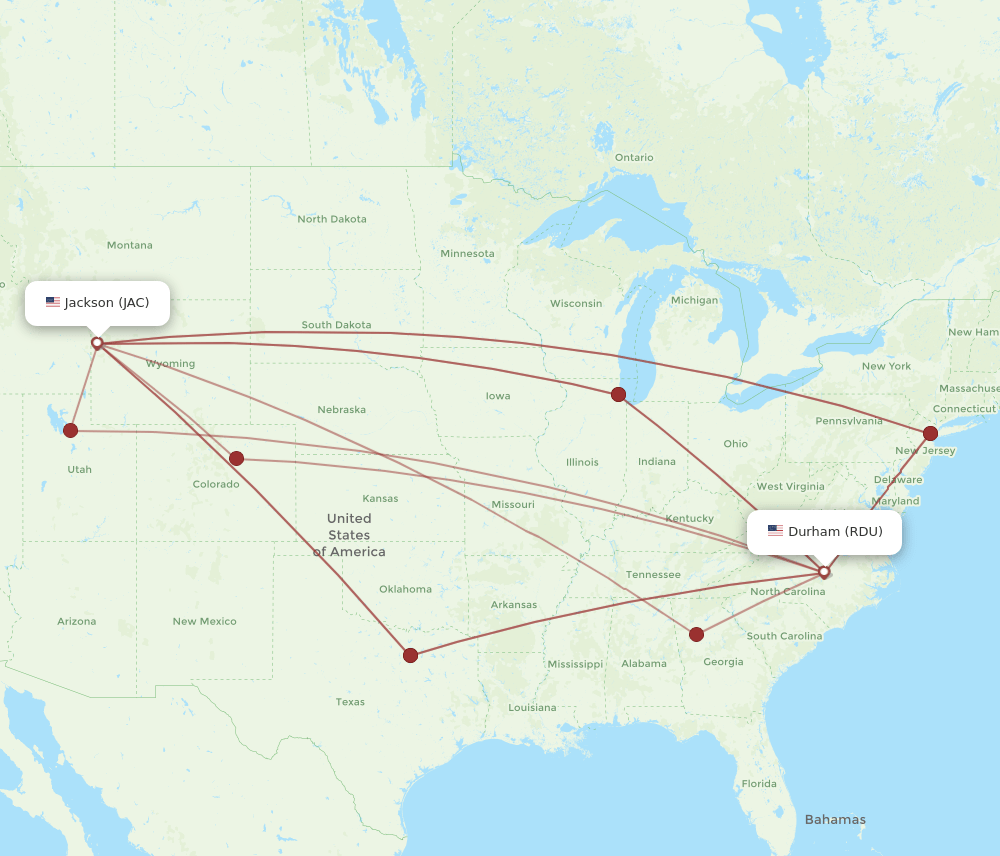 RDU-JAC flight routes