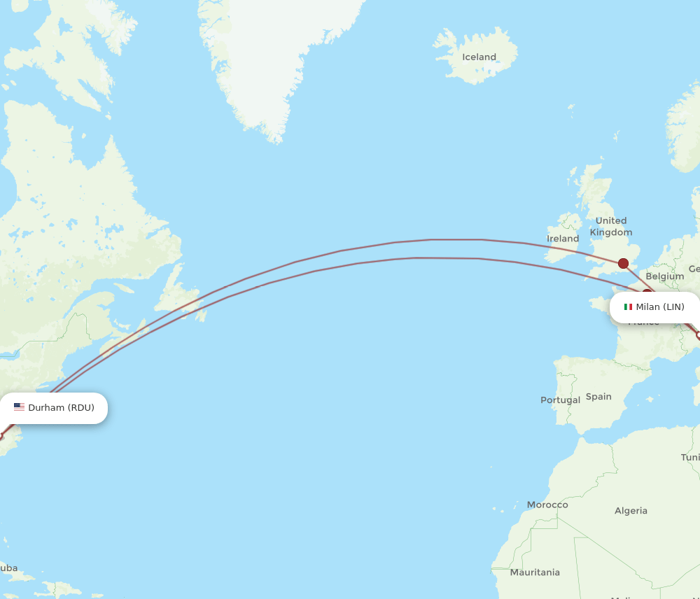 RDU-LIN flight routes