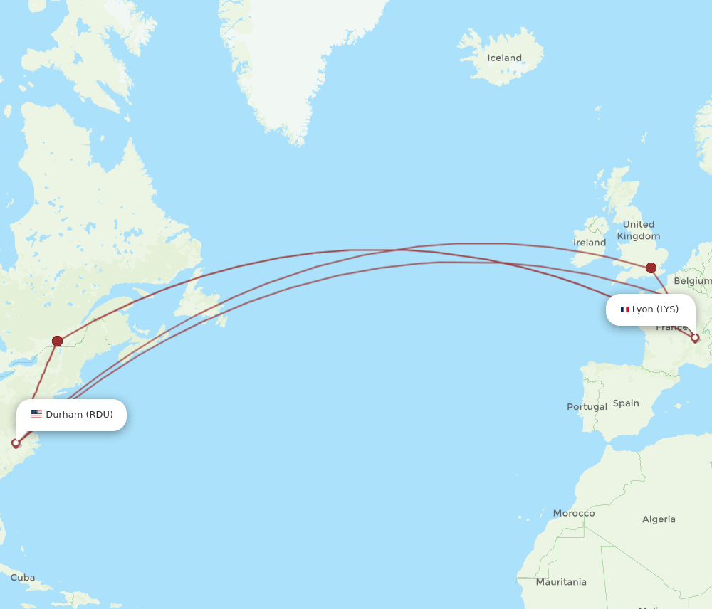 RDU-LYS flight routes