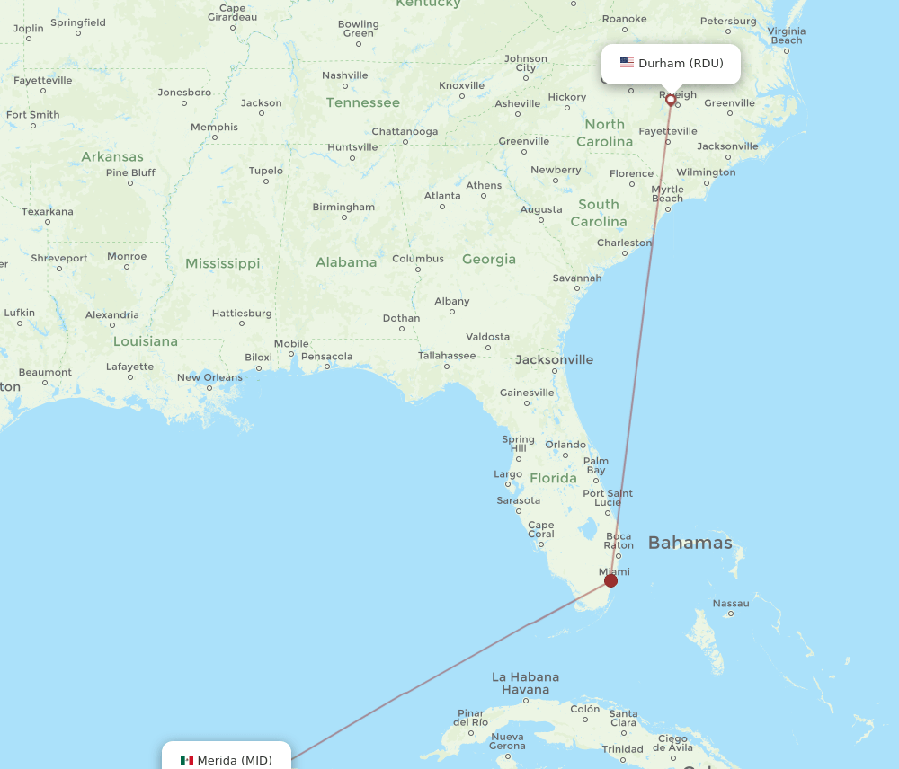 RDU-MID flight routes