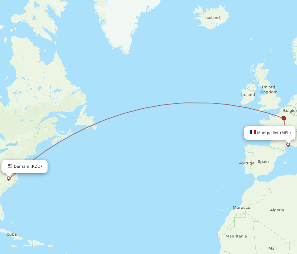 RDU to MPL flights and routes map