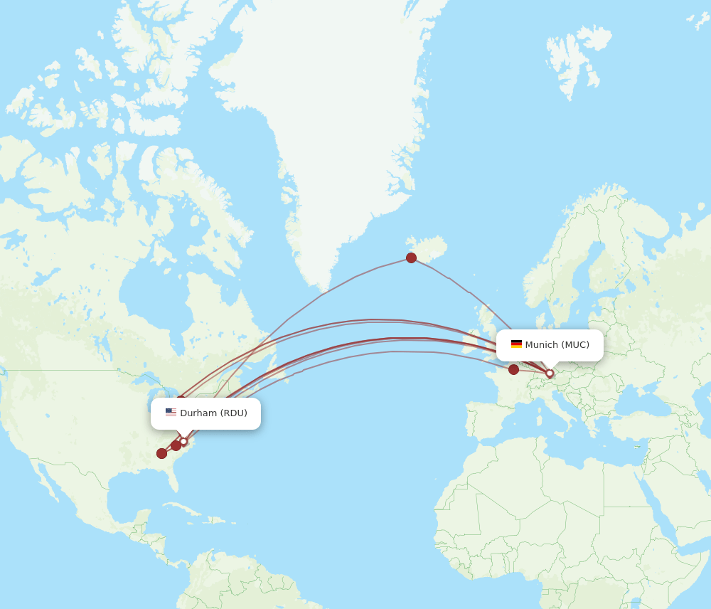 RDU-MUC flight routes